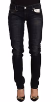 Black Washed Cotton Low Waist Slim Fit Denim Jeans 1