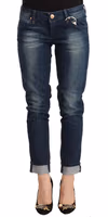 Blue Washed Low Waist Skinny Denim Folded Hem Jeans 1