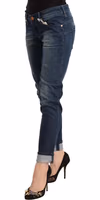 Blue Washed Low Waist Skinny Denim Folded Hem Jeans 2