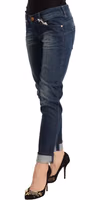 Blue Washed Low Waist Skinny Denim Folded Hem Jeans 3