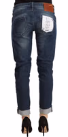 Blue Washed Low Waist Skinny Denim Folded Hem Jeans 4