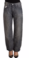 Gray Washed Ramie Straight Denim Folded Hem Jeans 1