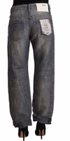 Gray Washed Ramie Straight Denim Folded Hem Jeans 2