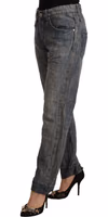 Gray Washed Ramie Straight Denim Folded Hem Jeans 3