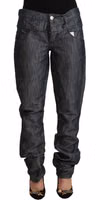 Dark Gray Ramie Mid Wide Waist Straight Denim Jeans 1
