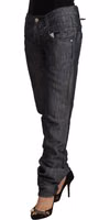 Dark Gray Ramie Mid Wide Waist Straight Denim Jeans 2
