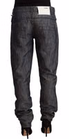 Dark Gray Ramie Mid Wide Waist Straight Denim Jeans 3