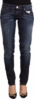 Blue Washed Cotton Low Waist Skinny Denim Jeans 1