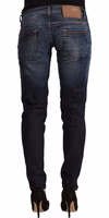 Blue Washed Cotton Low Waist Skinny Denim Jeans 3