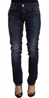 Blue Washed Cotton Mid Waist Skinny Denim Jeans 3