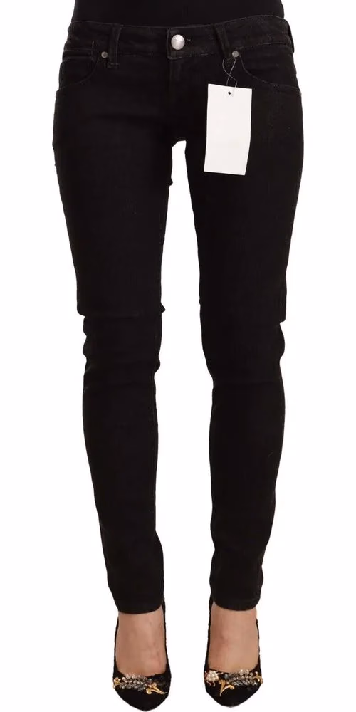Black Cotton Low Waist Skinny Denim Jeans