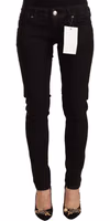 Black Cotton Low Waist Skinny Denim Jeans 1