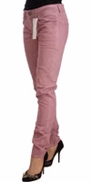Pink Cotton Slim Fit Women Denim Skinny Jeans 2