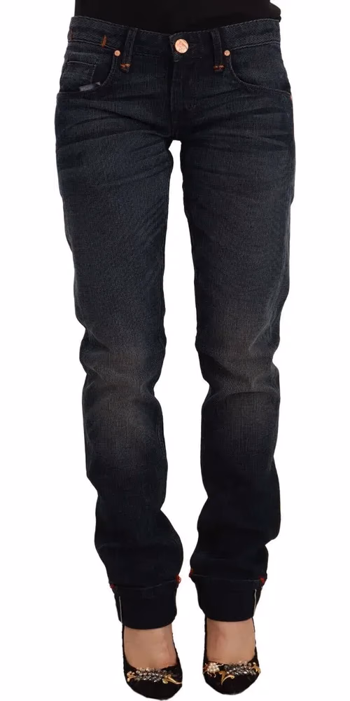 Black Washed Cotton Skinny Denim Low Waist Jeans