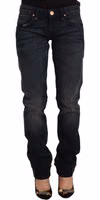 Black Washed Cotton Skinny Denim Low Waist Jeans 1