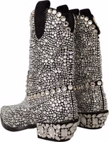 Black Suede Strass Crystal Cowgirl Boots 1