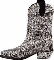 Black Suede Strass Crystal Cowgirl Boots 2