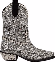 Black Suede Strass Crystal Cowgirl Boots 3