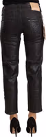 Black Glittered Mid Waist Cotton Cropped Pants 3