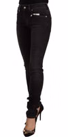 Black Washed Mid Waist Cotton Skinny Slim Fit Jeans 2