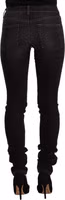 Black Washed Mid Waist Cotton Skinny Slim Fit Jeans 3