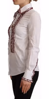 White Cotton Lace Long Sleeves Ruffle Collar Top Shirt 2