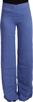Blue High Waist Viscose Straight Wide Leg Pants 1
