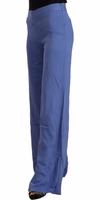 Blue High Waist Viscose Straight Wide Leg Pants 2