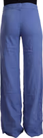 Blue High Waist Viscose Straight Wide Leg Pants 3