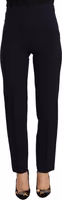 Black High Waist Polyester Women Straight Pants 1