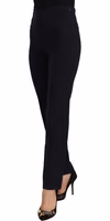 Black High Waist Polyester Women Straight Pants 2