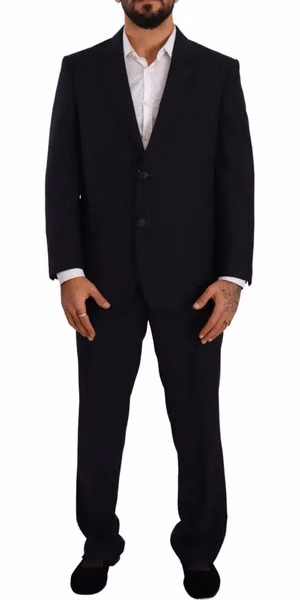 Blue Polyester Single Breasted Formal Suit
