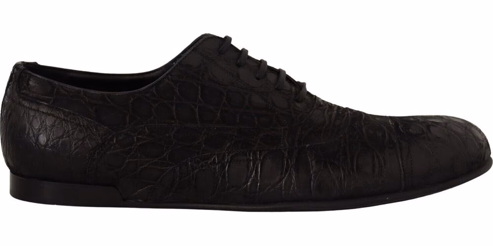 Black Caiman Leather Mens Oxford Shoes