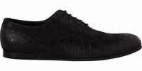 Black Caiman Leather Mens Oxford Shoes 1