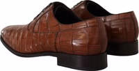 Brown Crocodile Leather Mens Formal Derby Shoes 4