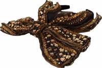 Gold Crystal Beaded Sequined Silk Bow Headband Diadem 4