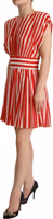 Red White Stripes Silk Mini A-line Dress 2