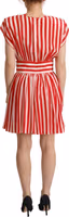 Red White Stripes Silk Mini A-line Dress 3