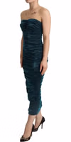 Turquoise Bustier Bodice Draped Midi Dress 2