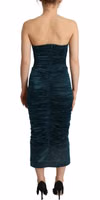 Turquoise Bustier Bodice Draped Midi Dress 3