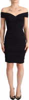 Bodycon Black Silk Off Shoulder Sheath Bodycon Dress 1