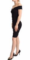 Bodycon Black Silk Off Shoulder Sheath Bodycon Dress 2