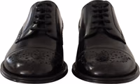 Black Leather Wingtip Mens Formal Derby Shoes 2