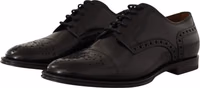 Black Leather Wingtip Mens Formal Derby Shoes 3