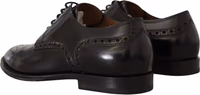 Black Leather Wingtip Mens Formal Derby Shoes 4