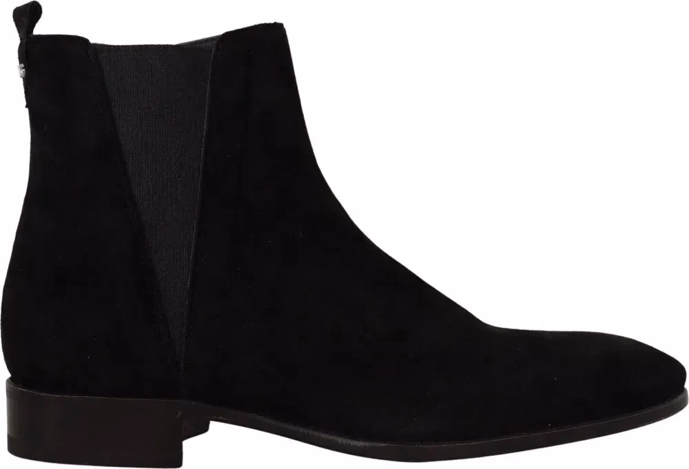 Black Suede Leather Chelsea Mens Boots Shoes
