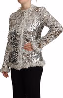 Silver Sequined Shearling Long Sleeves Jacket 2