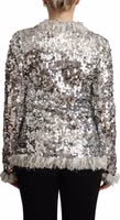 Silver Sequined Shearling Long Sleeves Jacket 3