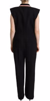 Black Wool Blend Sleeveless Jumpsuit Dress 3