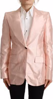 Pink Satin Long Sleeves Blazer Coat Jacket 1